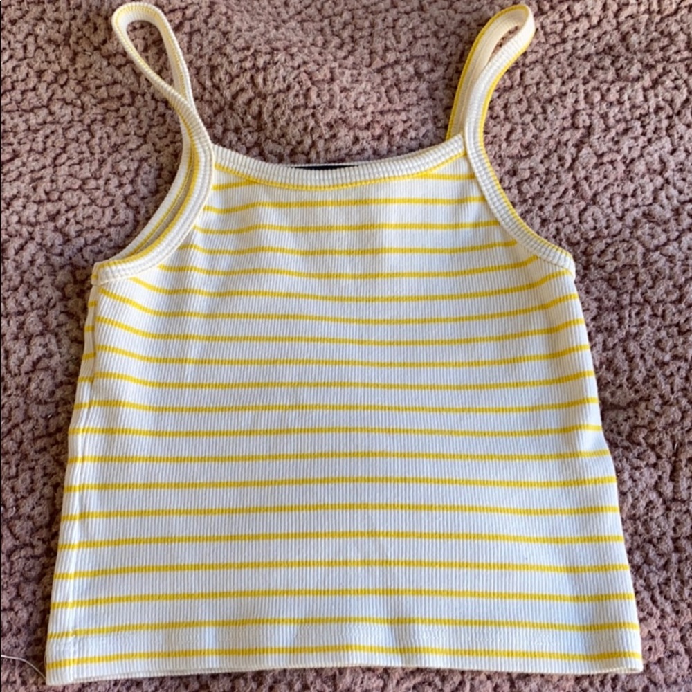 White and Yellow Striped Brandy Tank Top